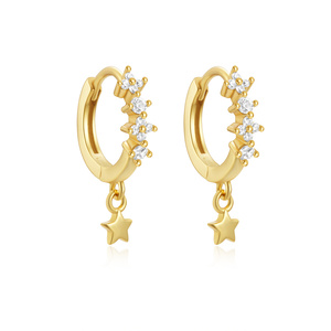 ROXI 925 Sterling <b>Silver</b> Inlaid Zircon Star huggies <b>Hoop</b> <b>Earrings</b> - Product Image 1