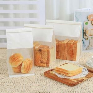 Bolsas de papel kraft para panadería con ventana, personalizadas, de papel de algodón reciclado, para tostadas, con cierre de alambre, para alimentos para mascotas y gelatina. - Product Image 3