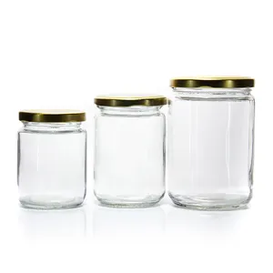 100Ml 240Ml 350Ml 500Ml 750Ml 980Ml bocal en verre de forme ronde pour confitures de miel avec couvercle torsadé