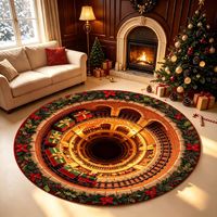 Tapis circulaire Illusion de Noël, Tapis rond festif, Tapis de sol résistant à l'usure pour salon, table basse, décoration de fêtes