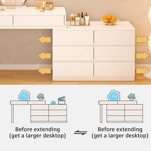 Bureau blanc avec tiroirs, bureau d'ordinateur moderne pour la famille, convertible en coiffeuse - Product Image 4