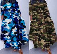 Vêtements pour femmes grandes tailles, robes maxi automne-hiver, chemise longue camouflage, robe élégante décontractée pour femmes