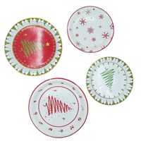 Juego de platos y vasos de papel desechables navideños personalizados para series de decoración de cumpleaños y fiestas navideñas