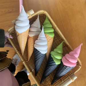 อุปกรณ์เสริมโคนไอศกรีมเจลาโต้ทรงกรวยสีดำแบบจำลอง ทำจากเรซิ่น สำหรับโชว์ อาหารจำลอง ไอศกรีมซอฟต์เสิร์ฟ - Product Image 4