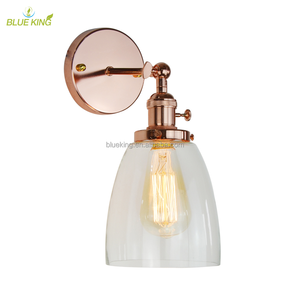 Loft Glass rose gold Iron Wall Light Vintage Home Kitchen Dining Room Decoration wall mount reading light wall light sconce