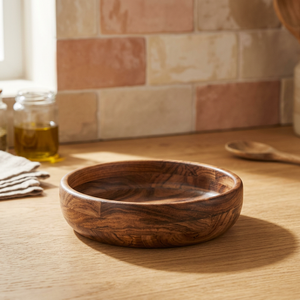 Tazón para Servir de Madera de Acacia de Gran Capacidad, Estilo Vintage, Hecho a Mano, Pulido, Ecológico, para Fiestas en Casa, Mezclar, Cocinar, Uso en Campamentos - Product Image 1