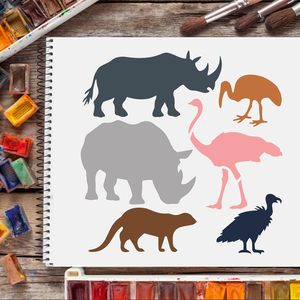 9 Pcs Reusable Animals Stencil <strong>Template</strong> 7.9x7.9 Inch Plastic Painting Pattern Includes <strong>Monkey</strong> Lion for Wood Wall Tile Wallpaper - Product Image 5