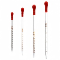 Pipettes Pasteur en verre de 1ml 2ml 5ml 10ml avec tête en caoutchouc rouge Pipettes de transfert graduées à tétine