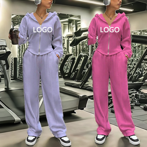 ชุดกีฬาฤดูหนาว PASUXI แบบลำลองสำหรับผู้หญิง 2 ชิ้น ผ้าแห้งเร็ว ระบายอากาศได้ดี เป็นมิตรกับสิ่งแวดล้อม ผลิตจากผ้าสแปนเด็กซ์/โพลีเอสเตอร์ พร้อมซิป - Product Image 2