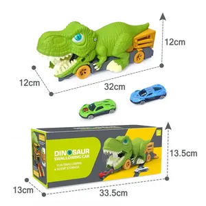 KSF Hot Selling Dinosaur Transportation Car Design Kids Educational Alloy Car Container Truck Game Diecast Car Children Toys