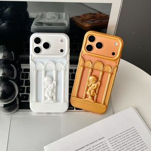 Oil-sprayed Sandblasted Phone <strong>case</strong> for iphone 18 Pro Max Rounded <strong>Roman</strong> Column Angel Phone <strong>Case</strong> - Product Image 3