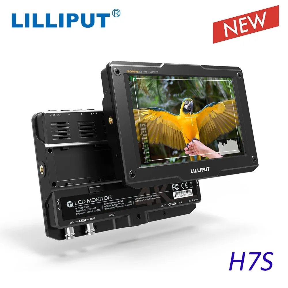 Lilliput H7 H7S 7 인치 1800Nit 울트라 밝은 햇빛 보이는 4K SDI HD HDR 3D-LUT 카메라 필드 모니터 야외 비디오
