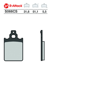 R-Attack S066CS ผ้าเบรกคาร์บอนเซรามิก 31.6x51.1x5.5 มม. ด้านหน้า ด้านหลัง รถจักรยานยนต์ - Product Image 1