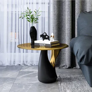 Luxury Metal Glass Round Table with Gold Silver stand Indoor Furniture Coffee Table Nordic design Home Room Side Decoration