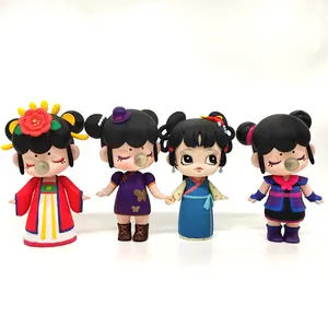 定制动漫人物塑料牡丹花古代四美女站立拟人化手动作模型盲盒玩具