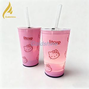Vaso de Vidrio LED Creativo con Activación por Líquido para Club Nocturno, Bar o Restaurante, Vaso Luminoso para Bebidas, Vasos de Plástico con Tapa y Pajita - Product Image 4