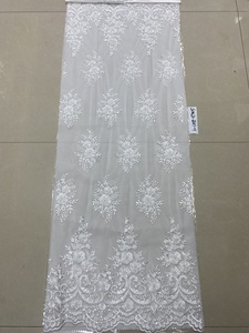 Tissu de dentelle perlée bon marché/machine de broderie de paillettes perlées tissu de dentelle pour robe ou mariée - Product Image 5
