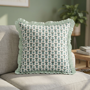 Fundas de Almohada Decorativas con Cierre de Cremallera, Personalizables, de Algodón, con Volantes Florales Azul Aqua, Marca Ridhi, para Decoración del Hogar, Dormitorio, Sofá - Product Image 3