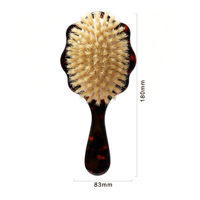 Brosse démêlante ovale de luxe pour coiffure avec coussin d'air en acétate de cellulose et coussinet à dents, motif écaille de tortue
