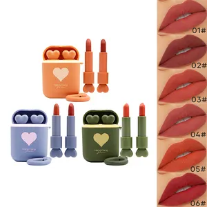 Grosir lip gloss untuk anak-anak gadis-Airpods Lipstik Satin Anak Perempuan, Perona Bibir Desain Oem, Label Ganda Ajaib Matte Pribadi