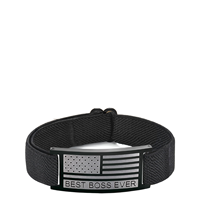 Cadeau promotionnel pour homme, drapeau américain noir tressé gravé au laser, pour la Journée du patron, reconnaissance de la direction, remerciement