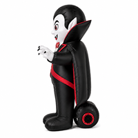 Vampire gonflable d'Halloween avec cape rouge, figurine Dracula lumineuse à LED pour la décoration de jardin, pelouse ou fête d'Halloween en extérieur
