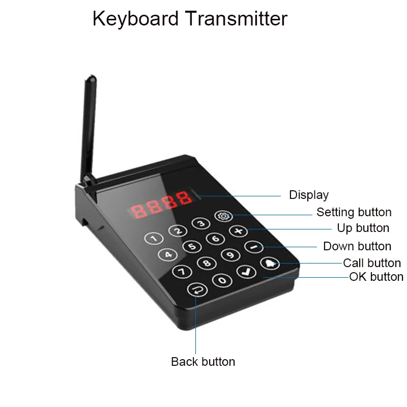 CATEL Wireless Paging System sottobicchiere cercapersone Wireless call Table Buzzer per ospiti al ristorante 10 cercapersone 1 trasmettitore tastiera