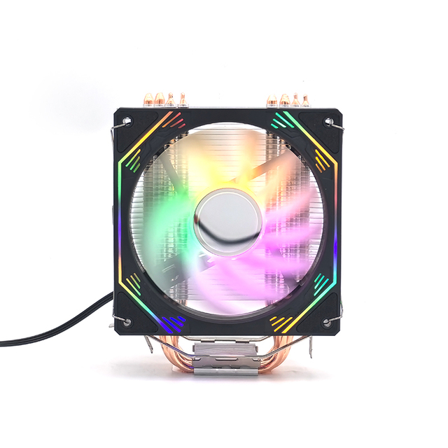 4 Copper Pipe 12V RGB 120mm CPU Cooler with Fluid Bearing 20dBA Quiet Heat Sink and Airflow