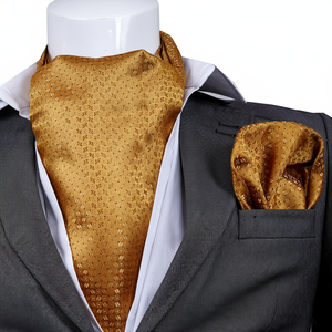 Ensemble de foulards Ascot Exve Exclusive Designer à motif géométrique doré 100% polyester pour tenue de marié Turquie CR3571 - Product Image 2