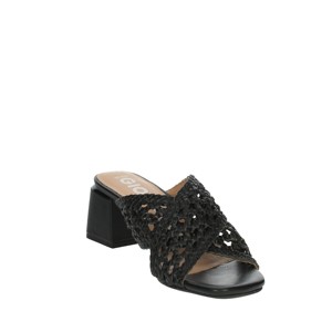 Nero Clarcona tacco alto pantofole Open Toe quadrato sottile tacco a punta in pizzo materiale superiore PU 8cm moda tendenza Slip-On - Product Image 5
