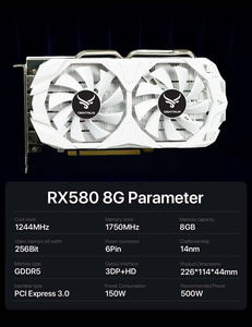 CENTAUR 8GB RX 580 2048SP GDDR5 256 Bit beyaz masaüstü ekran kartı yeni New dp HDM1 PCI Express 3.0 3 Fan soğutucu - Product Image 6