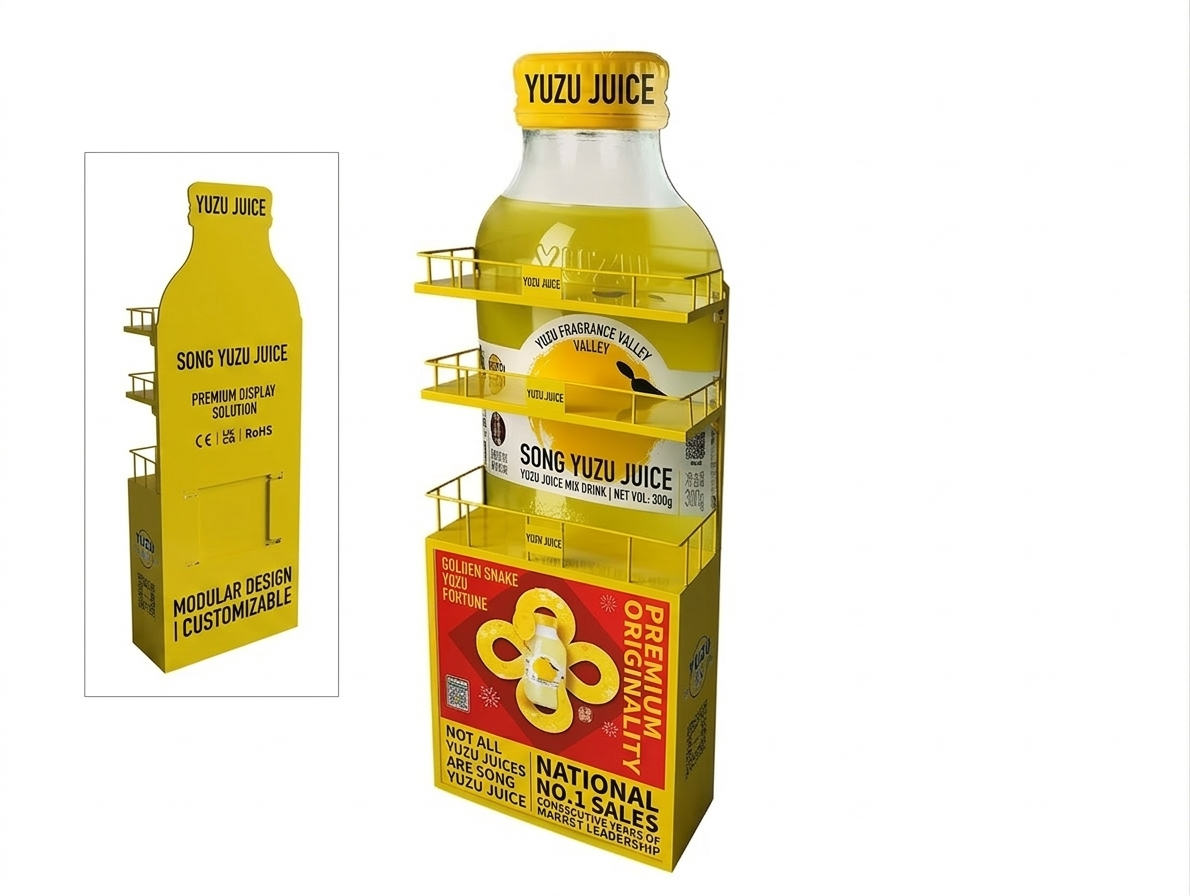 Apache Custom Light Duty PVC Floorstanding Beverage Display Rack for Supermarket Juice Promotions Liquor Stores Convenience — view 2