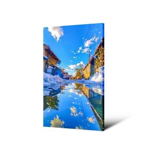Cuadro Personalizado con Imagen HD de Calle Nevada, Cielo Azul y Nubes Blancas, Impresión Digital en Lienzo de Poliéster para Decoración Moderna del Hogar - Product Image 1