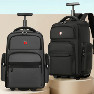 Laptop <b>Backpack</b> With Trolley Design <b>Black</b> And Gray Durable Waterproof Business Travel Unisex <b>Backpack</b> With Laptop Compartment - Product Image 1