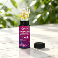 HORYZON URS-12 Bandelettes urinaires 12-en-1 Réactif d'analyse d'urine pour leucocytes, nitrites, urobilinogène, protéines, pH – 100 bandelettes/flacon en plastique