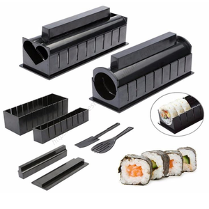 Kit d'équipement de fabrication de sushis T180 en gros, 10 pièces/ensemble, moule multifonctionnel pour boulettes de riz japonaises et rouleaux de gâteau - Product Image 1