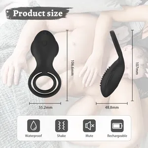 Ylove USB Rechargeable Vibrating Cock Ring Lock Delay Male Sex Products Penis Rings For Men