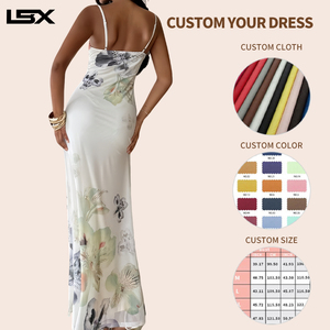 Vestido Largo <span class=keywords><strong>de</strong></span> Verano para Mujer, Diseño Personalizado OEM ODM, Estampado Floral Completo, Corte Entallado, Cintura Alta, Estilo Recto, para Vacaciones <span class=keywords><strong>de</strong></span> Verano - Product Image 2