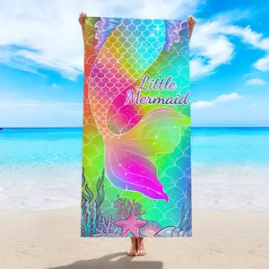 Quick Dry Super Soft Custom Mermaid Tail Polyester Camping Pool Beach Towels