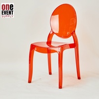 Chaise Sophia en plastique colorée effet gelée, élégante, stable, avec assise concave, pour l'extérieur et les rassemblements