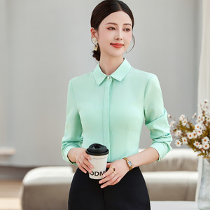 Kemeja Wanita Formal Kantor Warna Solid Berkualitas Tinggi untuk Bisnis, Penjualan, Hotel -3 - Product Image 2
