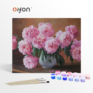 ORFON <span class=keywords><strong>Pivoine</strong></span> Enfants chambre décor 3D belles fleurs bricolage peinture à l'huile par numéros acrylique dessin sur <span class=keywords><strong>toile</strong></span> peinture par numéros kits - Product Image 1