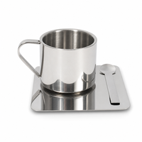 Ensemble de tasses à espresso en acier inoxydable 170 ml avec logo personnalisé, contrôle qualité manuel à 100 %, tasse à café à double paroi, service complet en usine