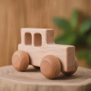 Montessori fayda entelektüel oyuncak doğal kayın ahşap araba çocuk modeli oyuncak araba