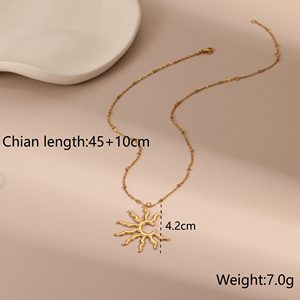 KITI Bold Artistic <strong>Jewelry</strong> 18k Gold Stainless Steel <strong>Abstract</strong> Sun Pendant Statement Necklace for Women - Product Image 5