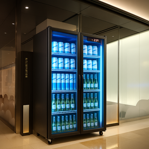 Réfrigérateur à vin commercial en gros OEM avec éclairage LCD supérieur, 2, 3, 4 portes vitrées, réfrigérateur à vin avec porte vitrée - Product Image 3