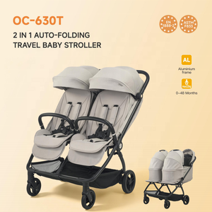 Poussette double pliable OEM 2-en-1 pour jumeaux, landau et chariot de voyage pour nouveau-nés et tout-petits - Product Image 2