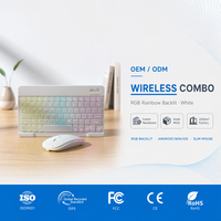 Mini clavier et souris sans fil, rétroéclairage LED RVB, rechargeable par USB C, pour tablette, PC, smartphone, dropshipping, OEM