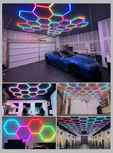 Lámpara de Garaje Hexagonal Moderna de 6000K, Lámpara Decorativa Especial Rectangular para Garaje, Sótano, Almacén, Taller de Belleza Automotriz, Tienda de Automóviles - Product Image 6