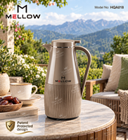 Carafe à café isotherme naturelle OEM 1,0 L, marron kaki texturé, avec base en PP, intérieur en verre, poignée mate et couvercle plat, pour les centres de villégiature